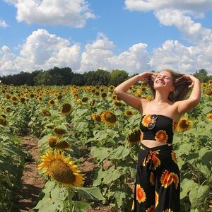 Sunflower Print Two-Piece Set